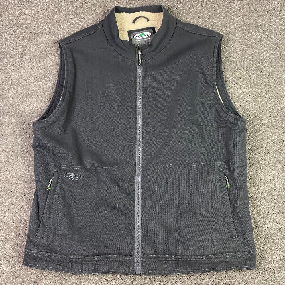 Arborwear Vest Men's 2XL Canvas Cotton Work Gray Sherpa Fleece Lined XXL